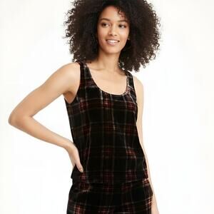 NWT J.Crew Tartan Velvet Tank Black Red 4T